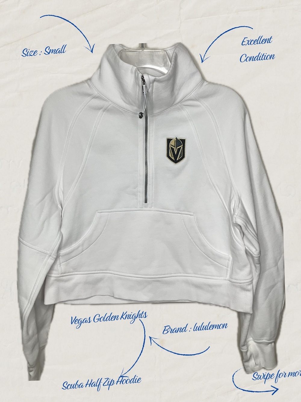 Lululemon White Scuba Half-Zip Hoodie - Vegas Golden Knights